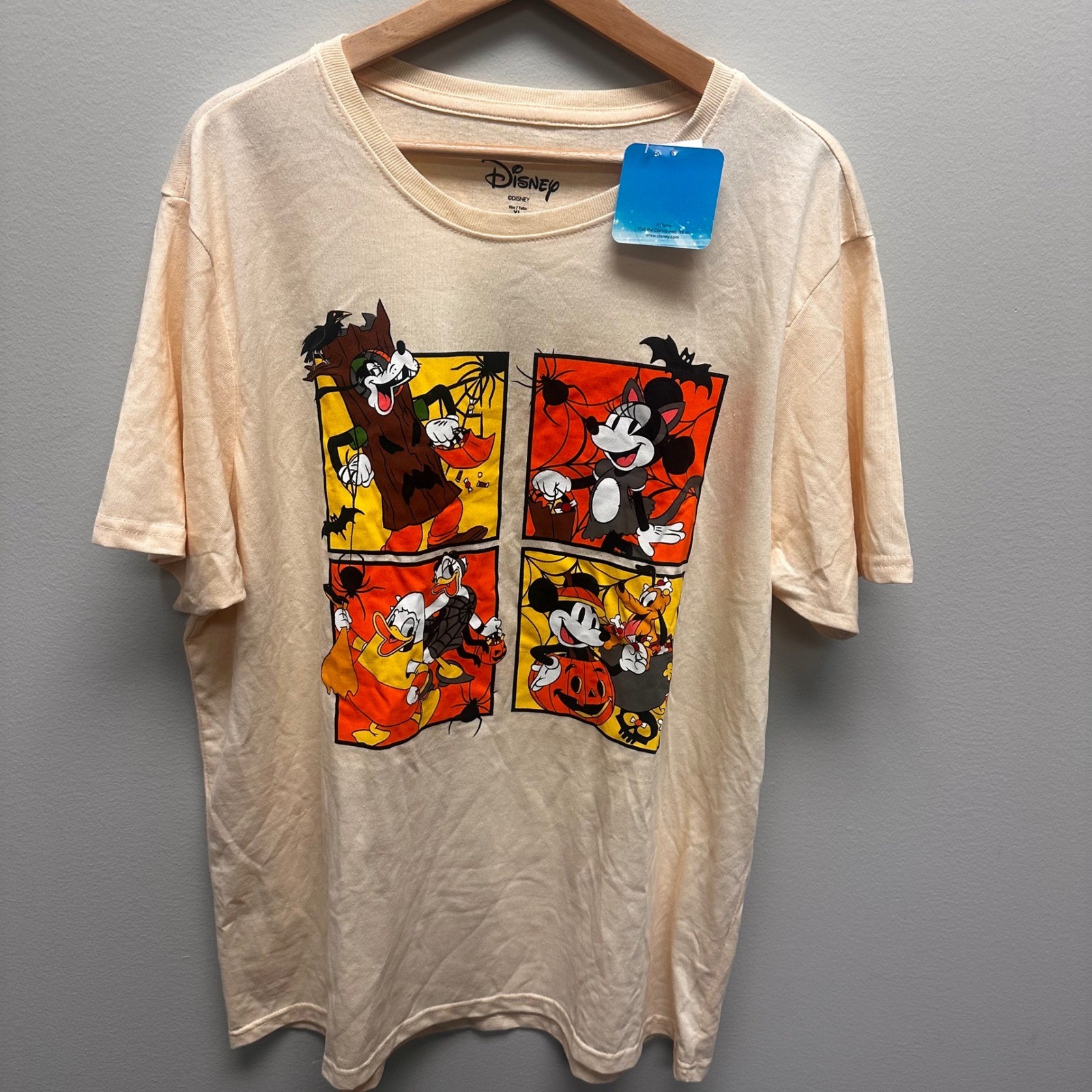 Disney Halloween Cream Graphic T-Shirt Size XL Mickey Mouse Donald Duck Goofy gallery