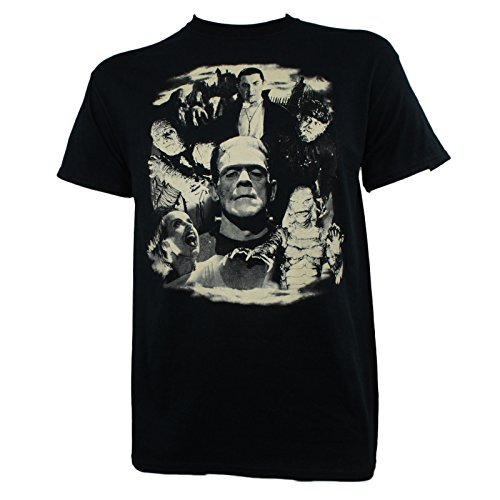 Universal Monsters Mens Dracula Frankenstein Bride Glow in the Dark T-Shirt gallery