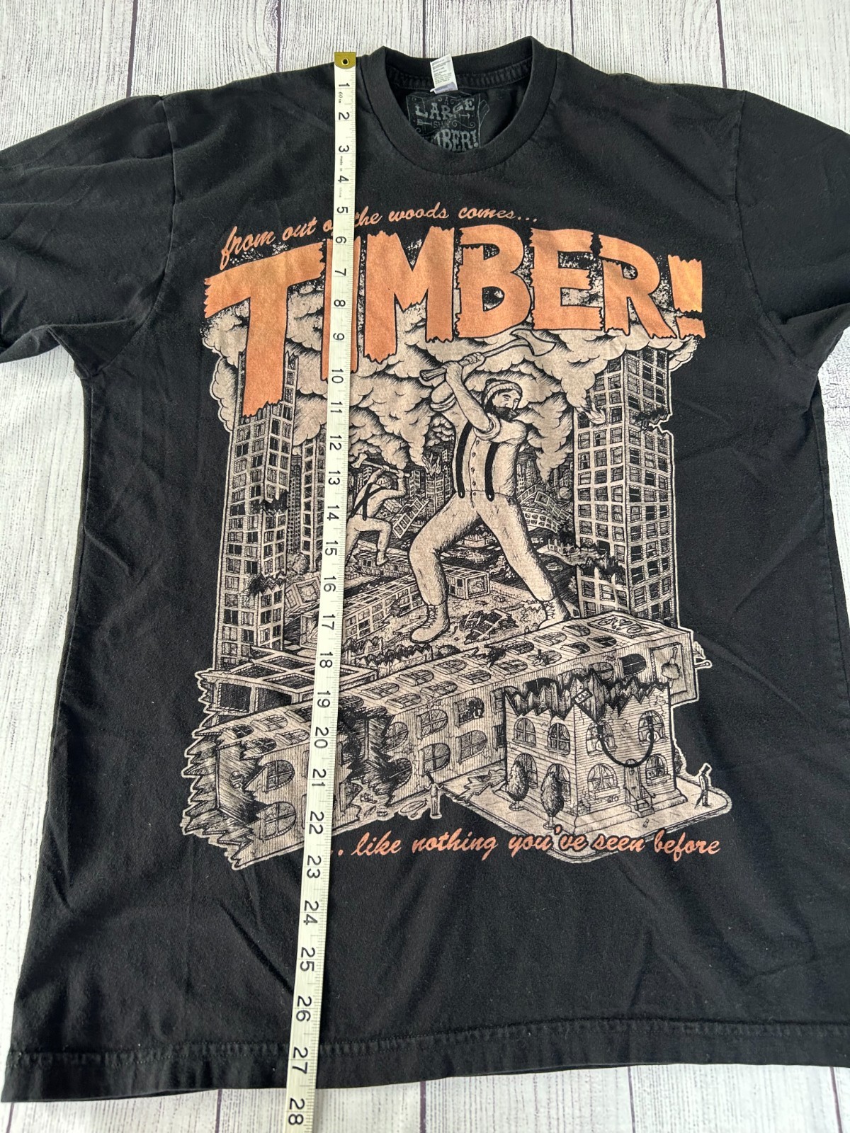 Chad Eaton TIMBER! preservation society t-shirt size L lumberjack environmental gallery