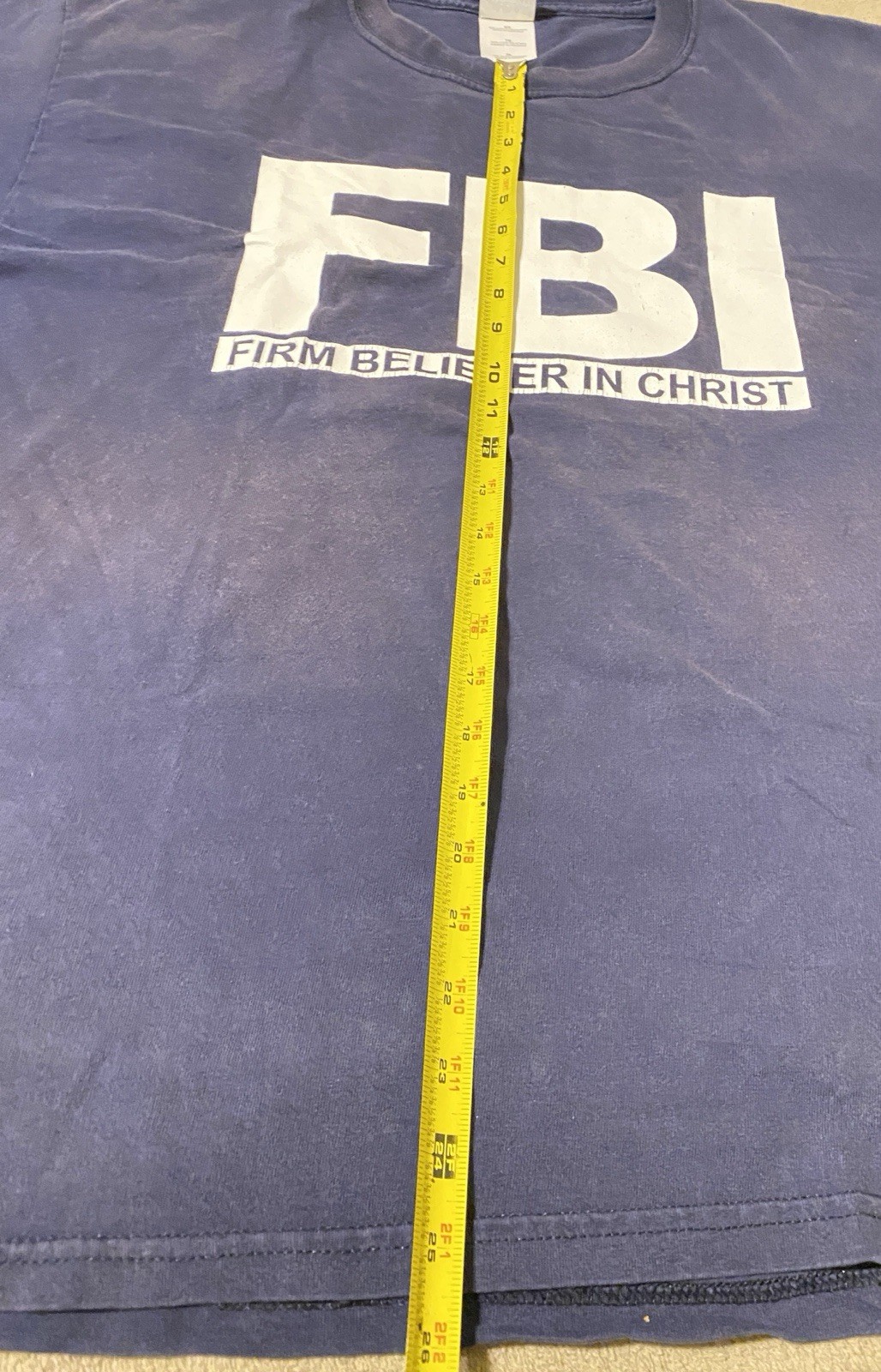 Vintage FBI Firm Believer In Christ Faded Black Tshirt Y2k Christian Faded gallery