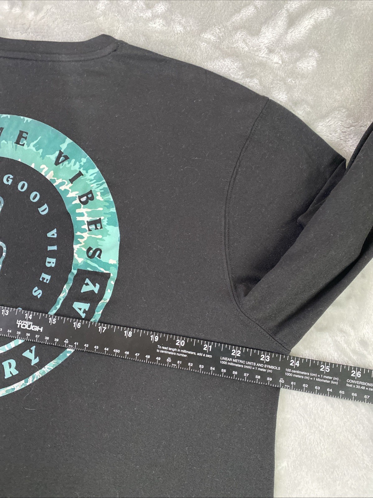 Vapor Apparel Long Sleeve Men Large Black Positive Vibes Only Graphic Peace Tee gallery