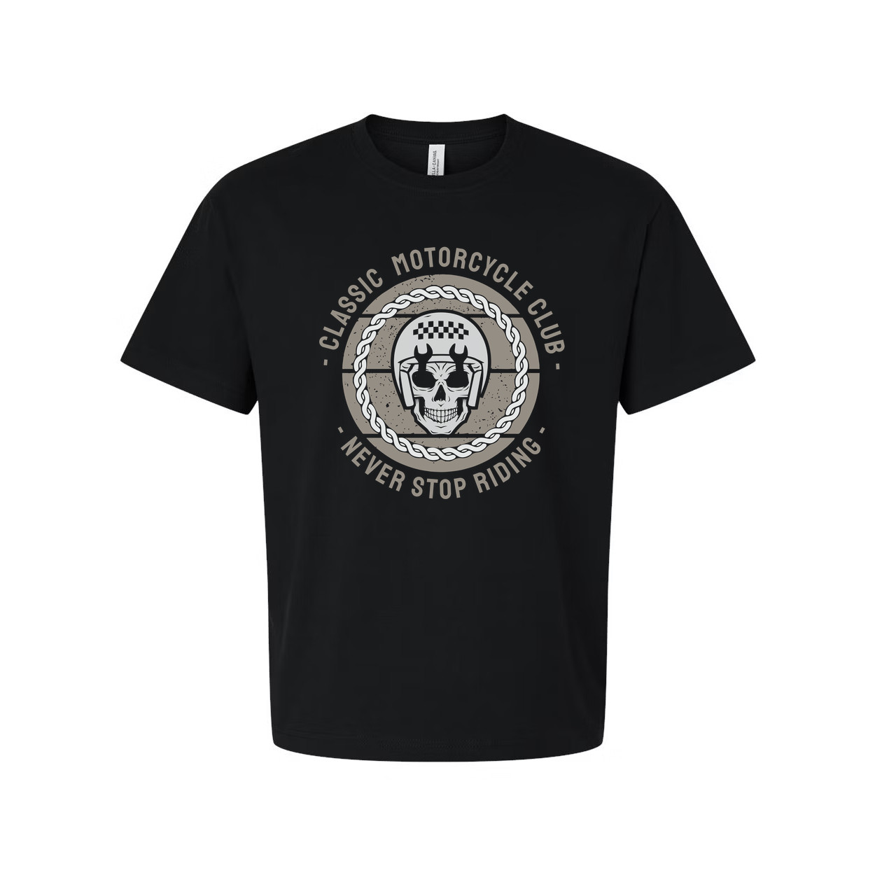 Unisex Classic Motorcycle Club Graphic Tee Featuring Never Stop Riding Emblem An gallery