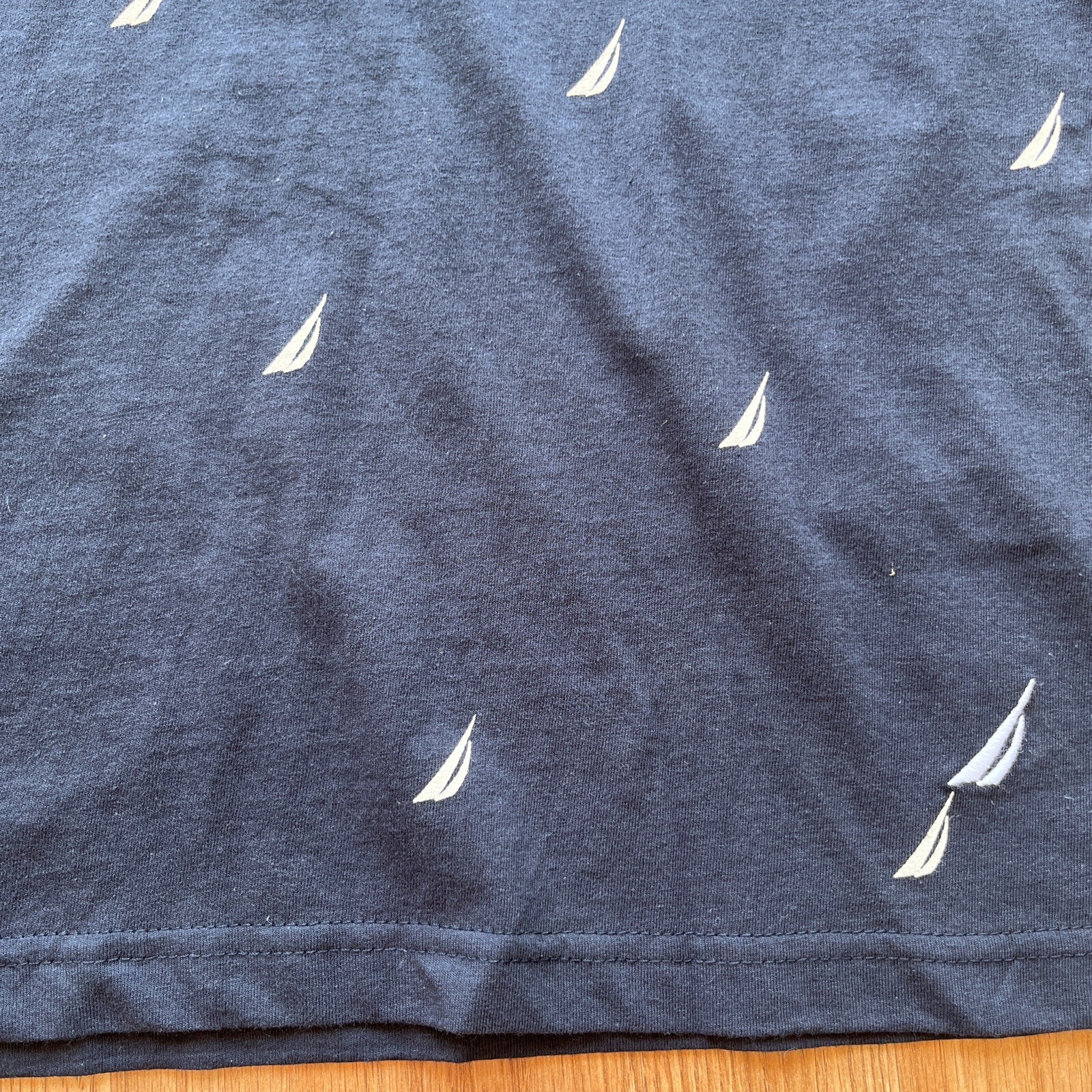 Nautica Men's T-Shirt Size Large Navy Blue All Over Logo Print Crew Neck NEW gallery