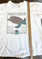 Vintage Green Turtle Endangered Cape Cod Sea Life Shirt Single Stitch XL Cuffy