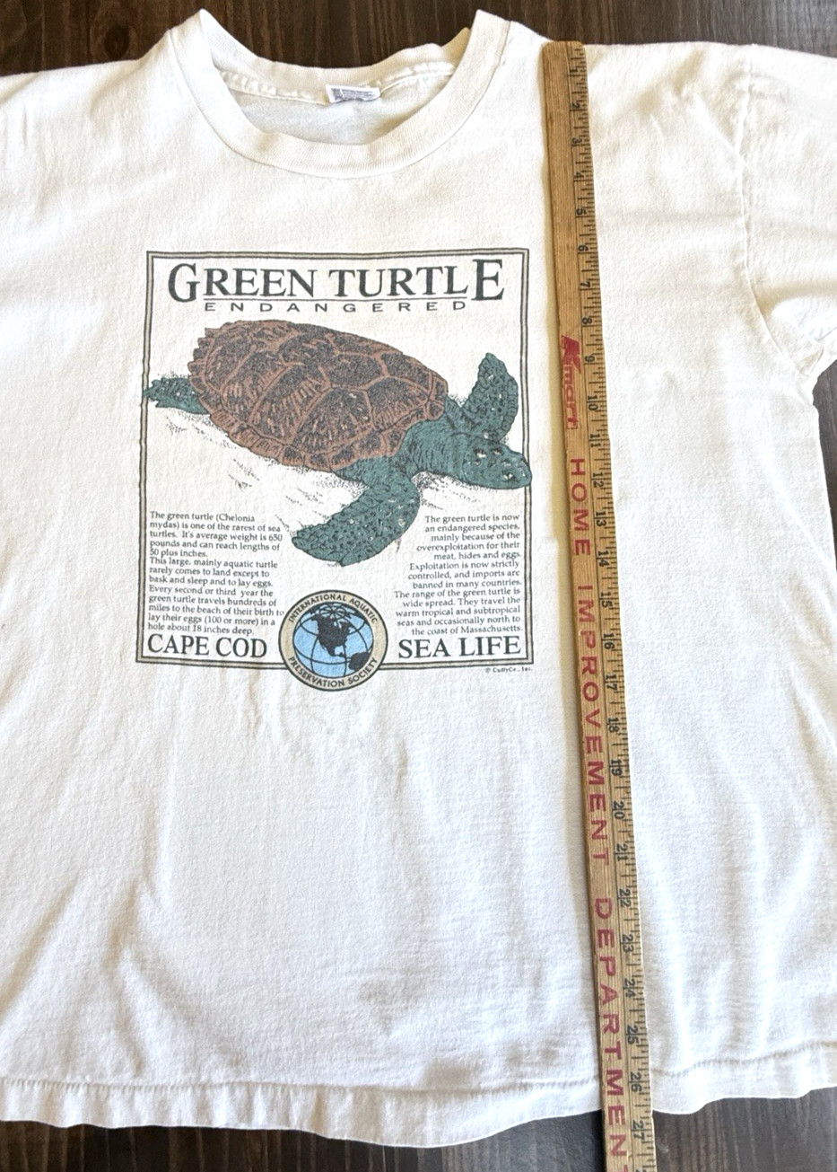 Vintage Green Turtle Endangered Cape Cod Sea Life Shirt Single Stitch XL Cuffy gallery