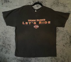 Vintage Harley-Davidson Work Sucks Let’s Ride T-Shirt, East Coast Quanitco, VA