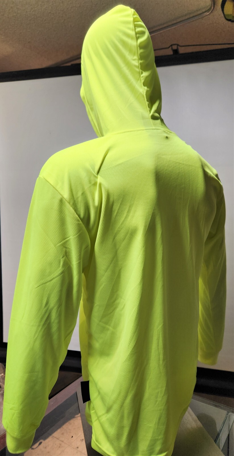 Neon Yellow or Orange Long Sleeve Hoodie Shirt, Polyester birdeye mesh gallery