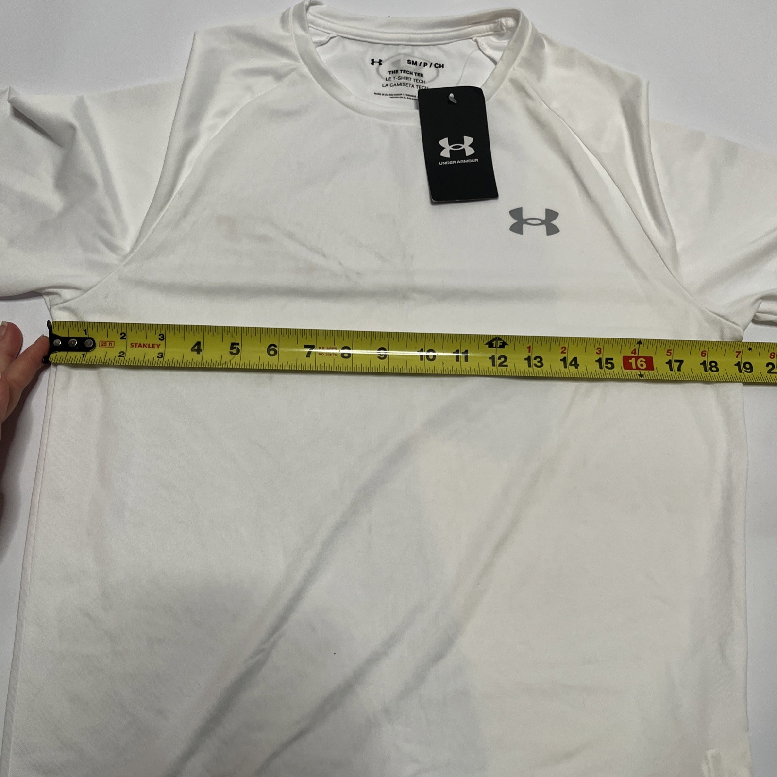 NWT Under Armour The Tech Tee Short Sleeve Shirt Men's Size Small White Top gallery