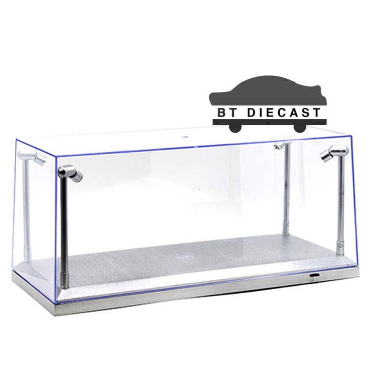 ILLUMIBOX CLEAR DISPLAY SHOW CASE LED LIGHTS FOR 1/18 MODEL SILVER BASE 14002