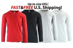 Men’s Long Sleeve Solid T-Shirt Cotton Crewneck Big Tall tee Shirt Heavyweight