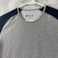 BYLT Basics T-Shirt men’s Medium Drop Cut Lux Short Sleeve Blue Gray Colorblock