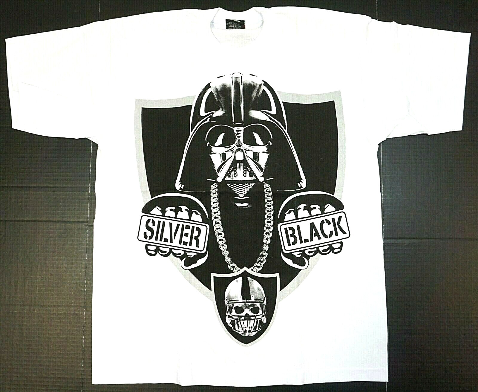 DARTH RAIDER T-shirt Silver Black Raiders Nation Tee Men's 100% Cotton White New gallery