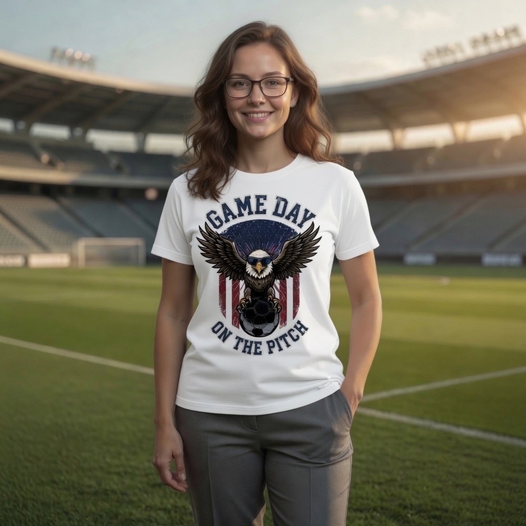 Game Day on the Pitch Women Soccer Shirt USA Eagle Patriotic Fan Tee Gift Her gallery