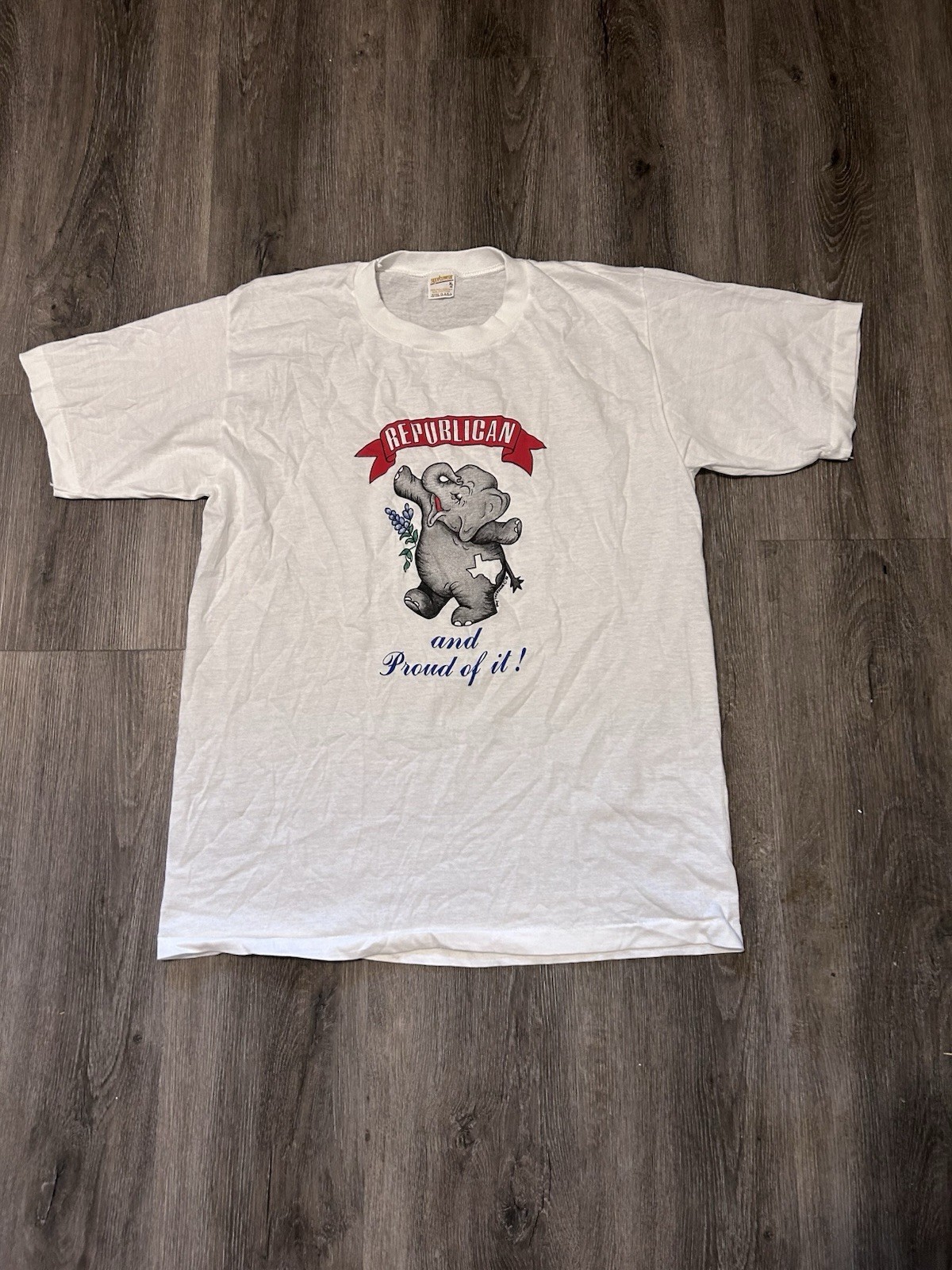 Vntg 80’s 1982 Texas Republican Political Tee Sz XL Single Stitch Poly Tick