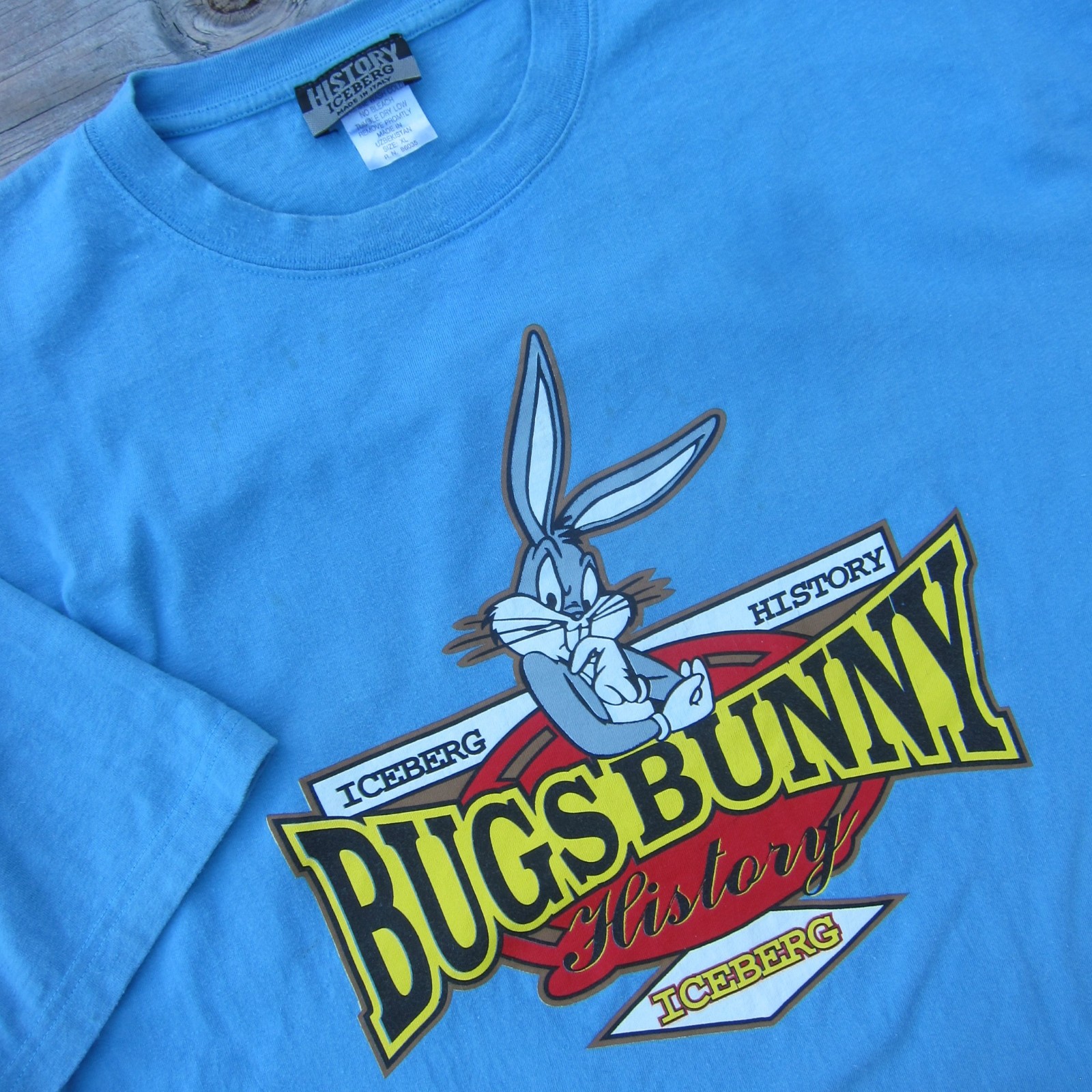 Iceberg Bugs Bunny Graphic T-Shirt XL Blue Vintage Cartoon Tee Italy History