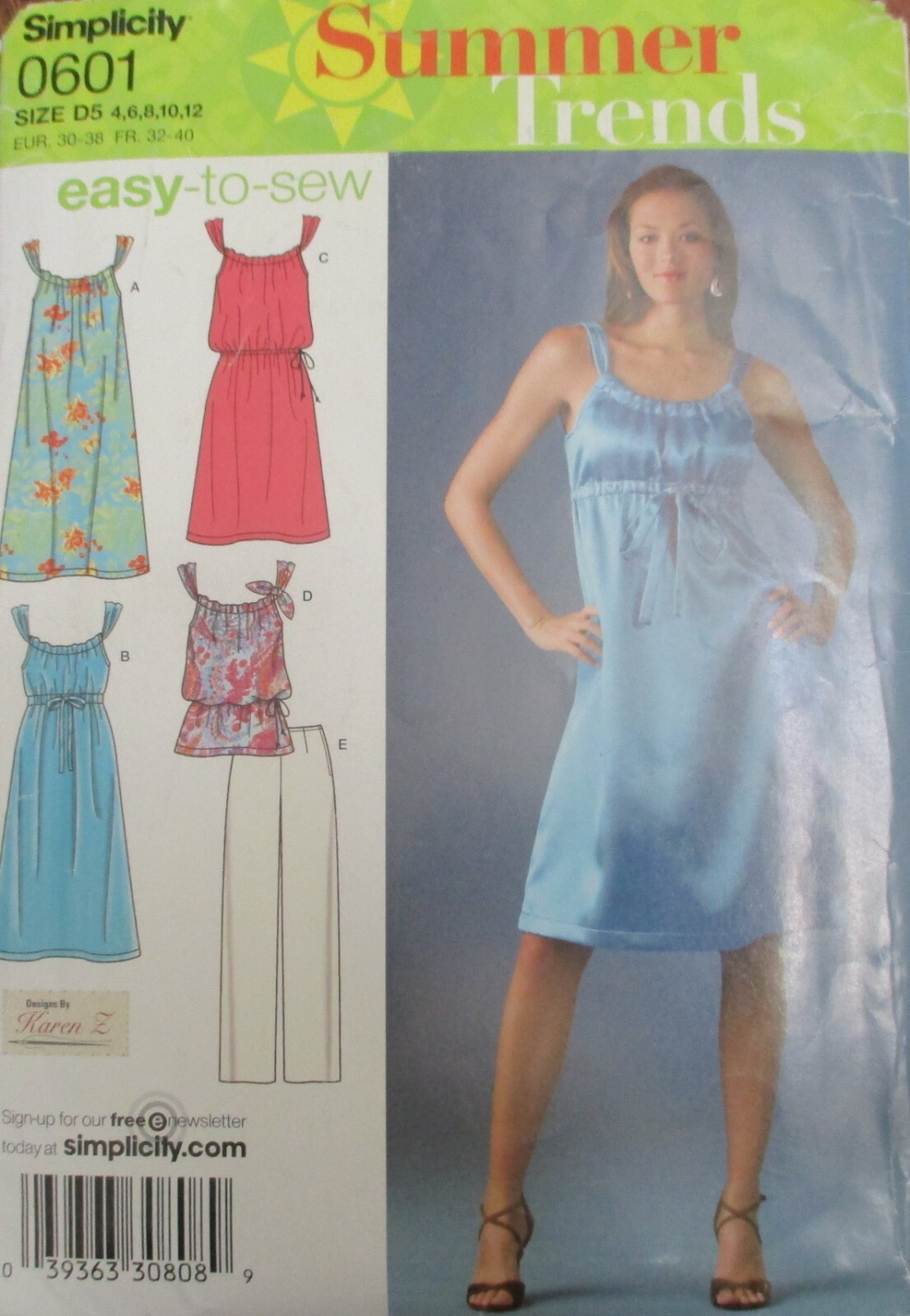 Simplicity 0601 Size D5 4-12 Summer Trends Dress, Tunic & Pants NEW