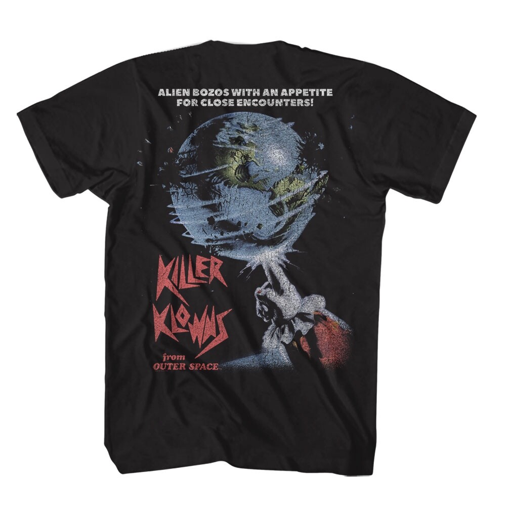 Killer Klowns Mens T-Shirt OVERSIZED KLOWN HEAD 2 Sided Outer Space Horror Film gallery