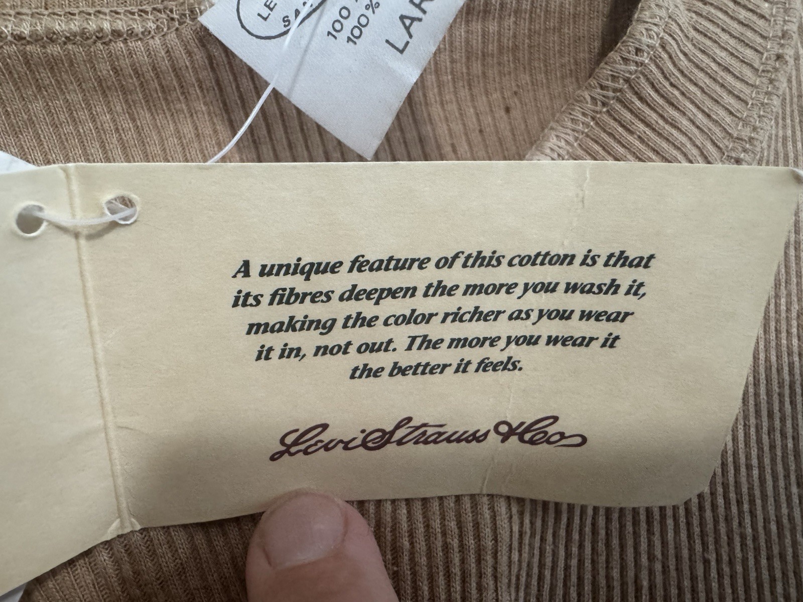 RARE- Vintage 90s Levi’s Naturals Foxfibre Henley NWT Sally Fox Undyed Cotton L gallery