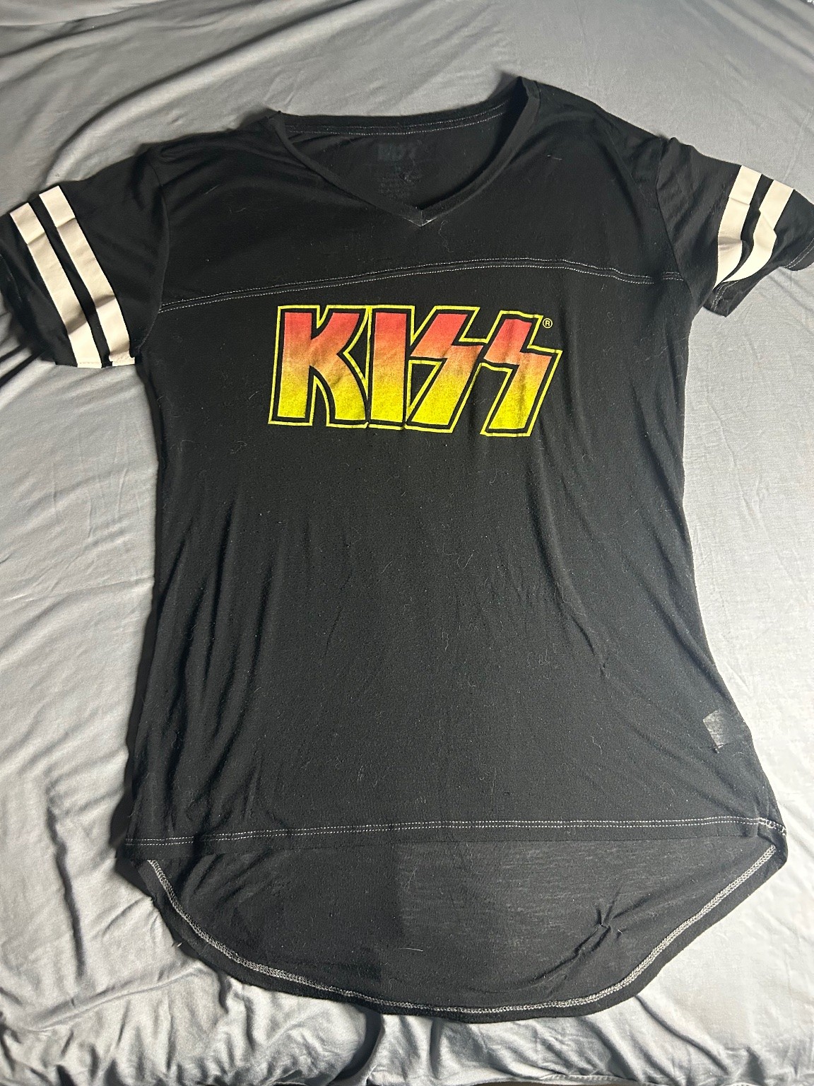 KISS See-Through Women’s T-Shirt Small V-Neck Rock Band Tee