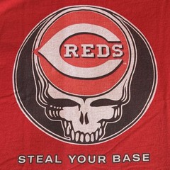 GRATEFUL DEAD CINCINNATI REDS Steal Your Base Mashup T-Shirt. LARGE Preowned NV