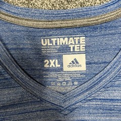 Adidas Ultimate Tee Men 2XL Blue Space Dye Athletic Performance T Shirt