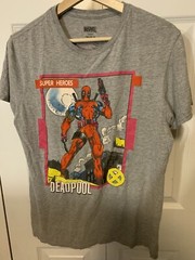 Marvel DEADPOOL Mens Sz M Cerebro Scan T-Shirt Gray Multicolor Super Heroes