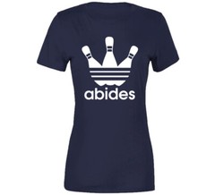 Abides The Dude Abides Funny The Big Lebowski Sport Logo Mashup Parody T Shirt