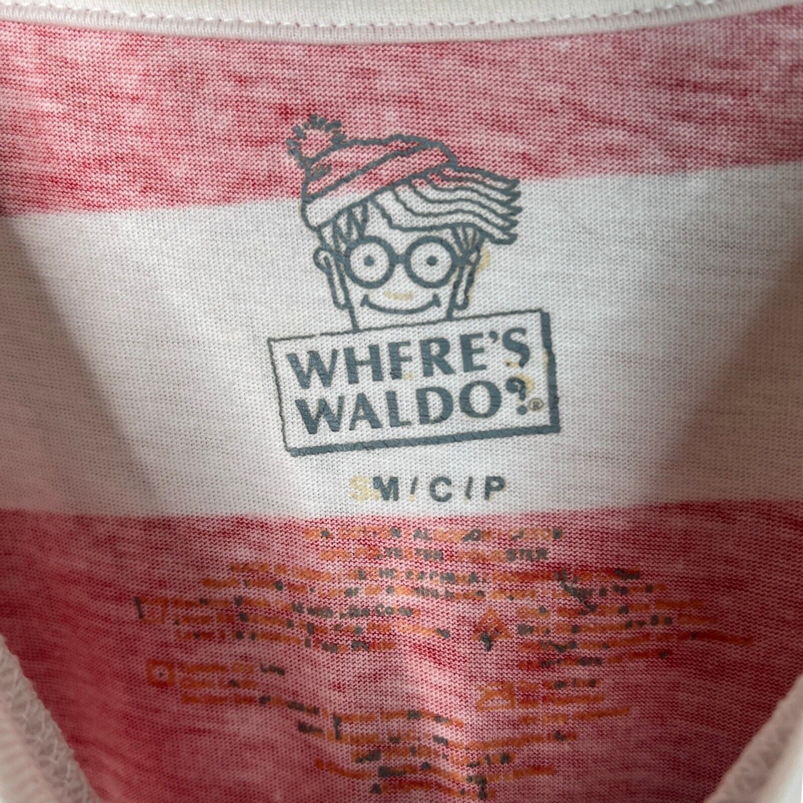 Where's Waldo Cosplay Costume Striped Tee T-Shirt Red White Adult Small gallery
