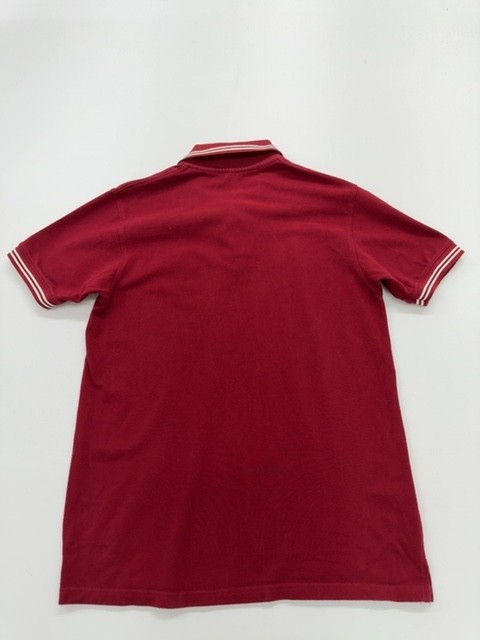 Fred Perry Mens Red Polo Shirt Size L Classic Striped Ribbed Cuff Condition gallery
