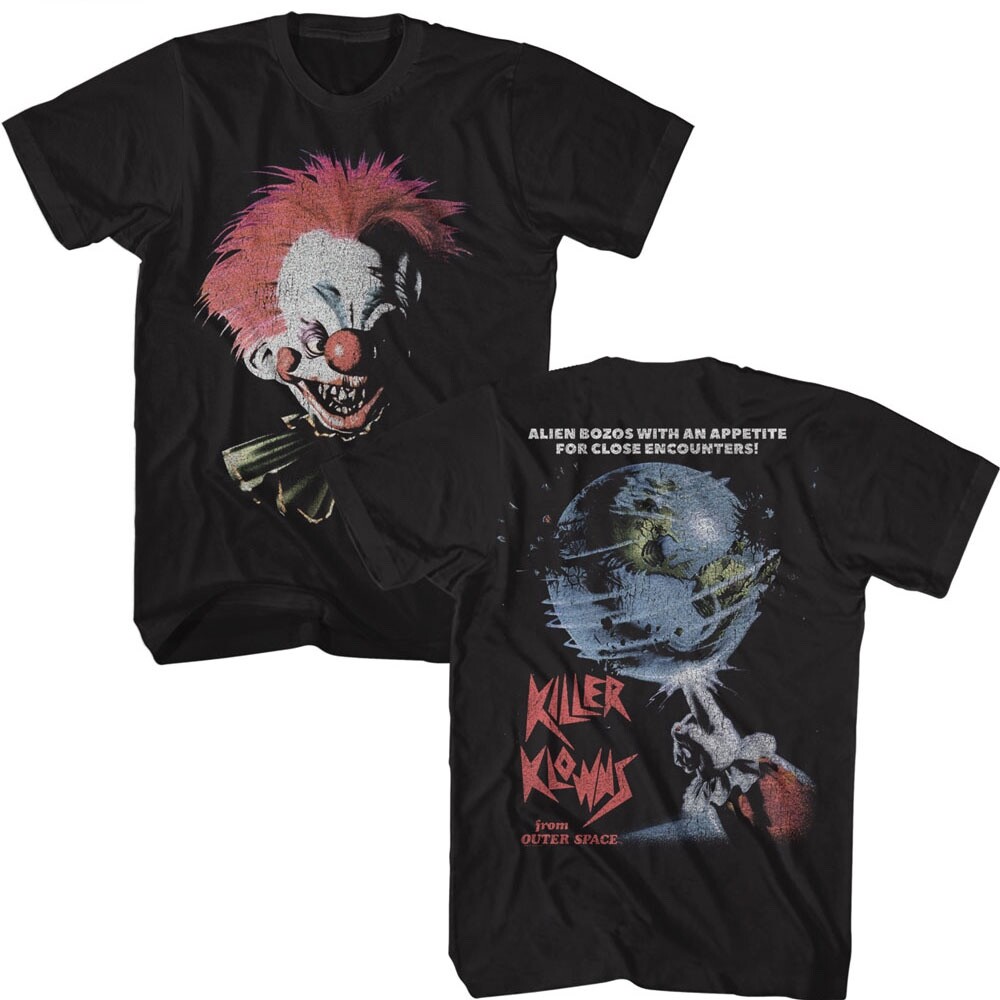 Killer Klowns Mens T-Shirt OVERSIZED KLOWN HEAD 2 Sided Outer Space Horror Film