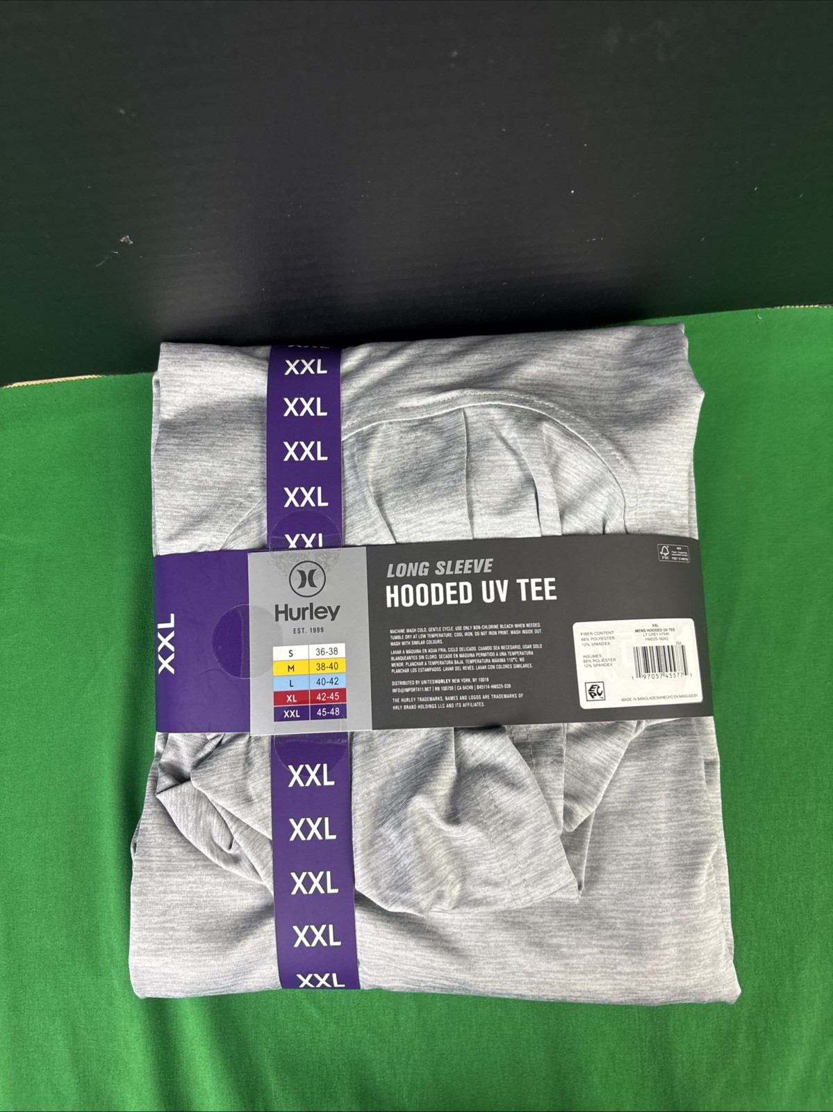 Hurley Men's Sunny Side Hybrid Stretch Hooded UV T-Shirt Size XXL Light Grey gallery
