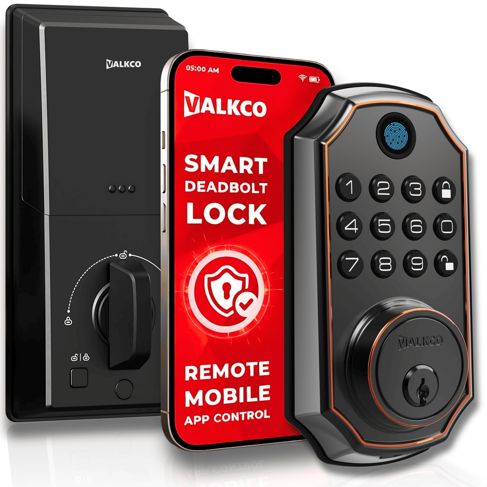 VALKCO Smart Door Lock V5O5BF, Keyless Entry Door Lock with Keypad and Blueto…