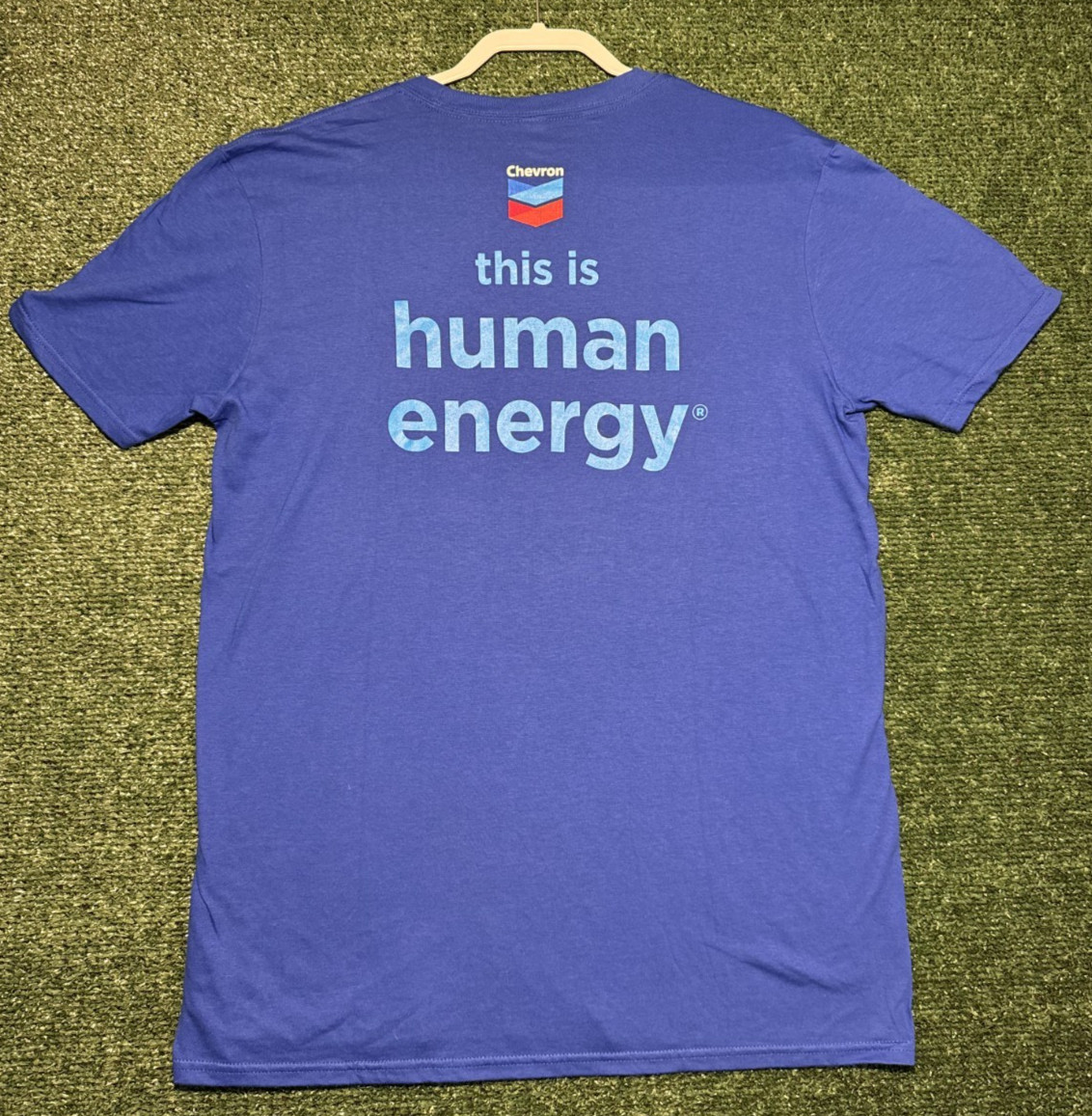 Chevron This is Human Energy TShirt Blue Oil Gas Company Graphic Tee Men's L gallery