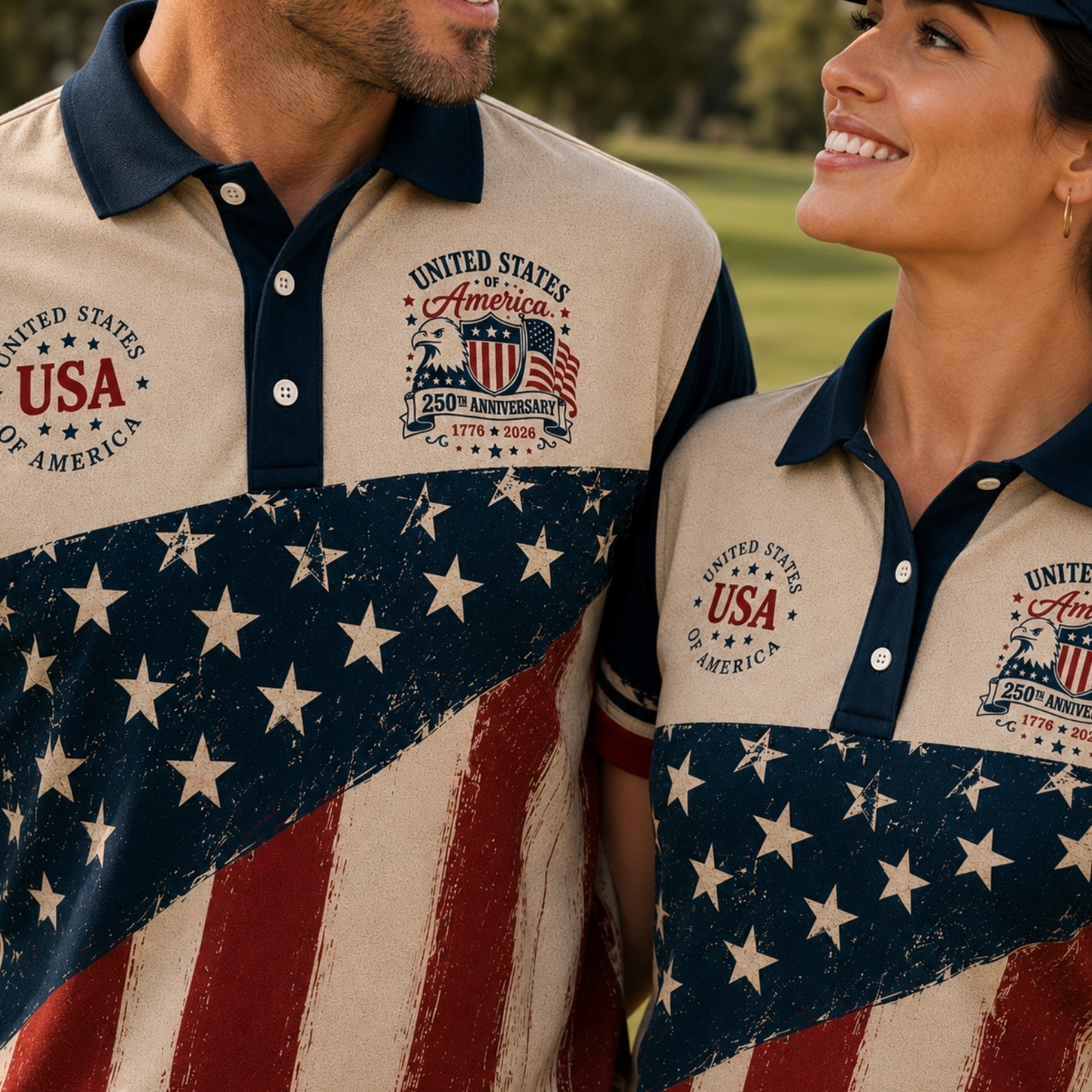 USA 250th Anniversary Golf Shirt 1776-2026 American Flag Patriotic Polo (S-5XL) gallery