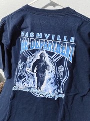 y2k Nashville TN Fire Rescue Blue Graphic T-Shirt Large free shipping B120