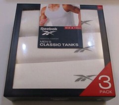 3 GENUINE REEBOK 3XL BIG & TALL 100% COTTON WHITE TANK TOP T SHIRTS UNDERSHIRTS