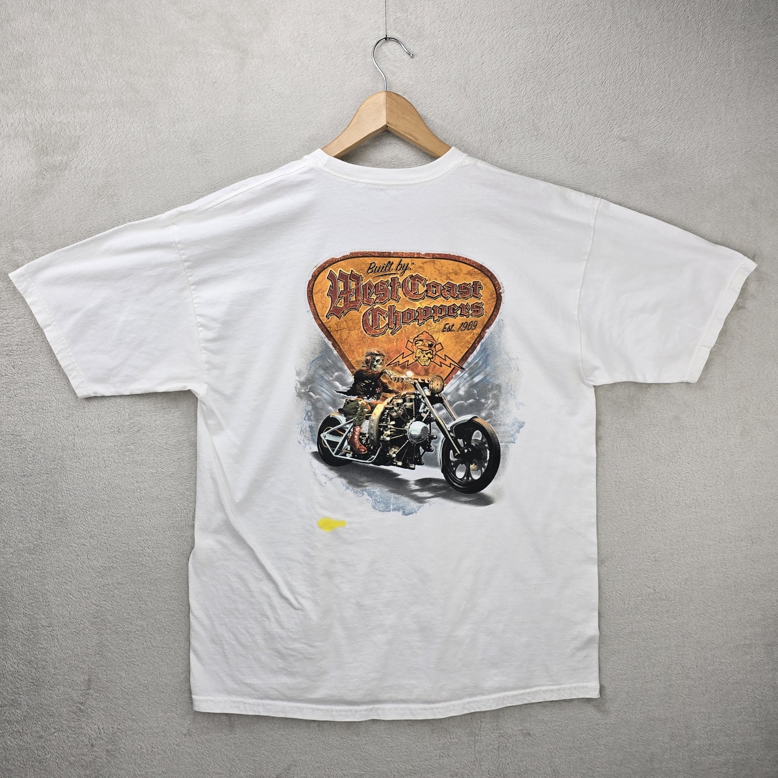 Vintage West Coast Choppers Shirt Mens XL White Skeleton Biker Y2K Grunge gallery