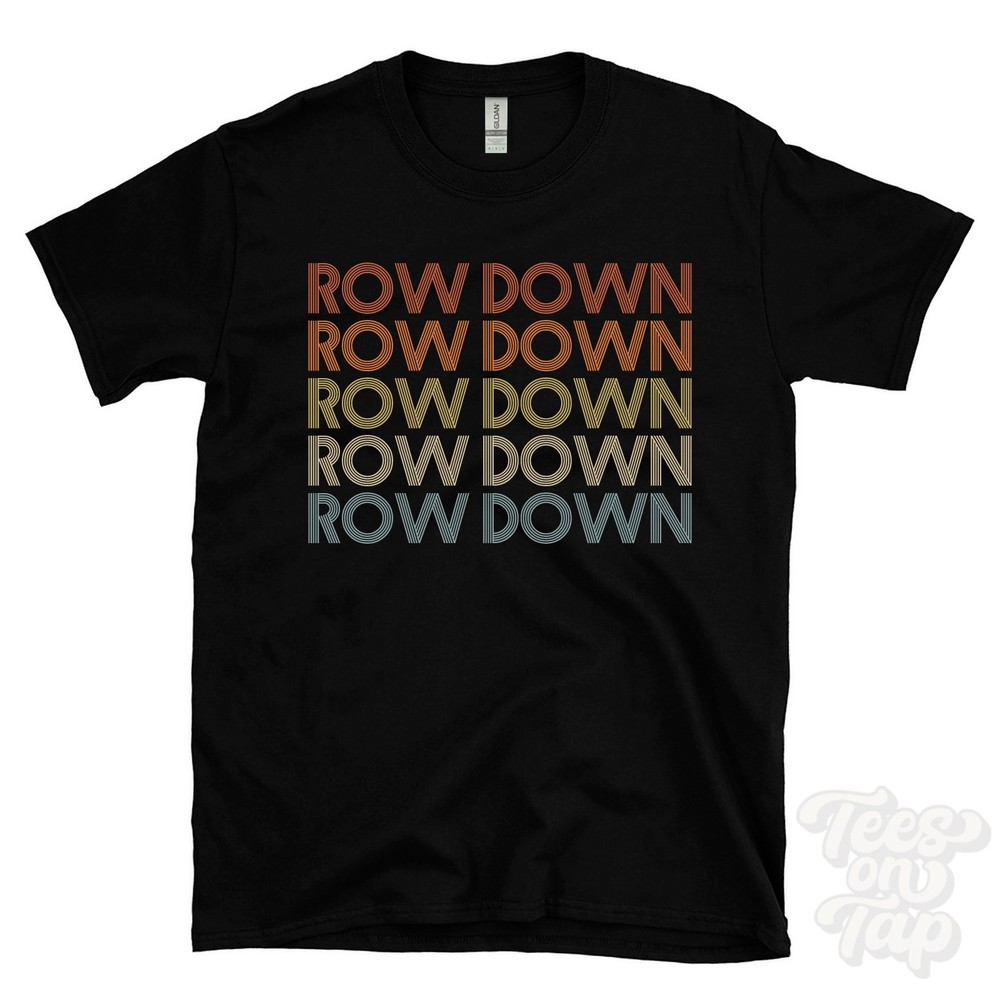 ROW DOWN REPEATED RETRO STYLE T-SHIRT mens & womens uk place name gift
