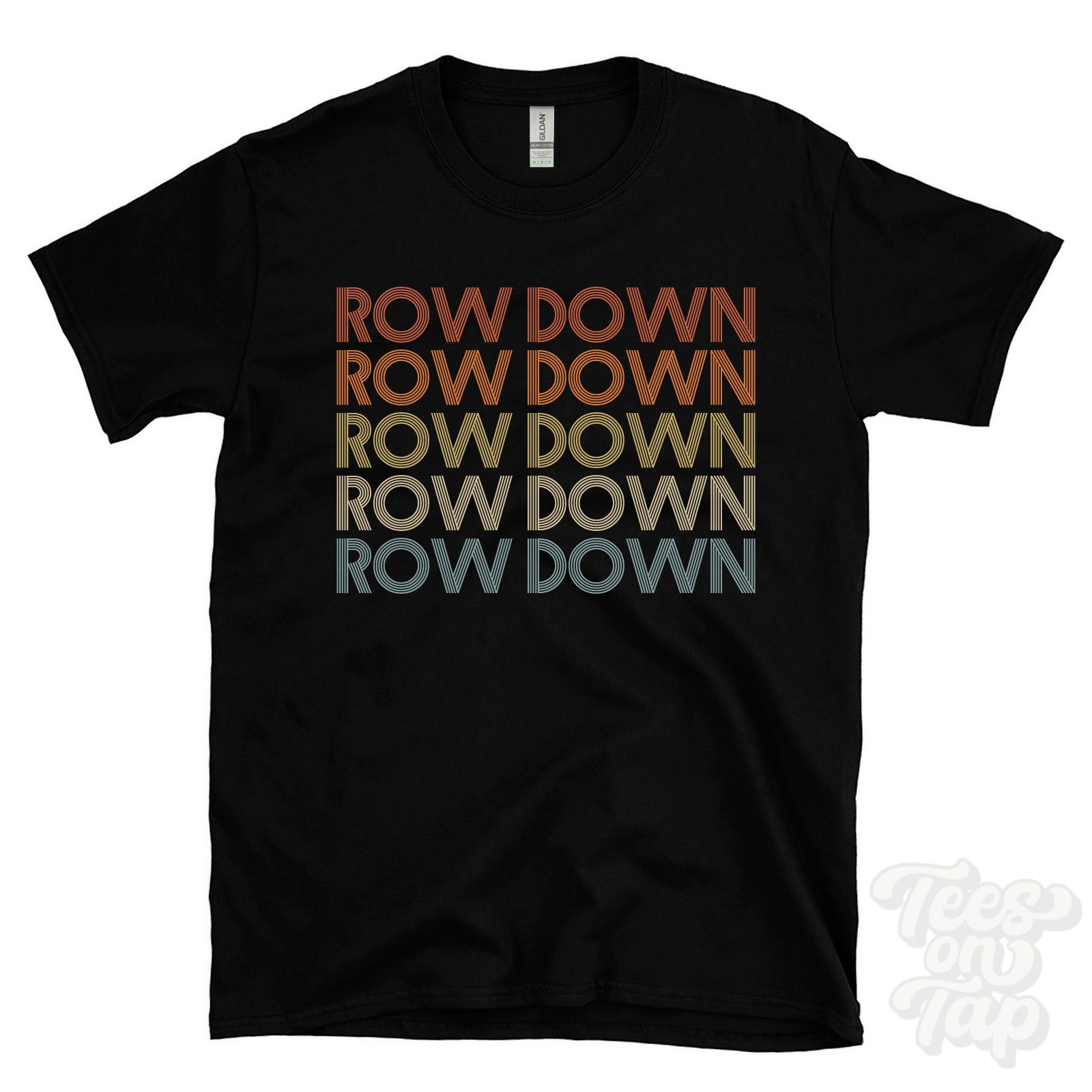 ROW DOWN REPEATED RETRO STYLE T-SHIRT mens & womens uk place name gift