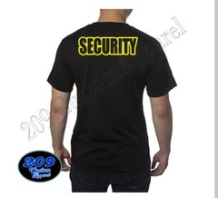 Security T-Shirt Black Tee Staff Event Uniform Bouncer 100% Cotton OUTLINE