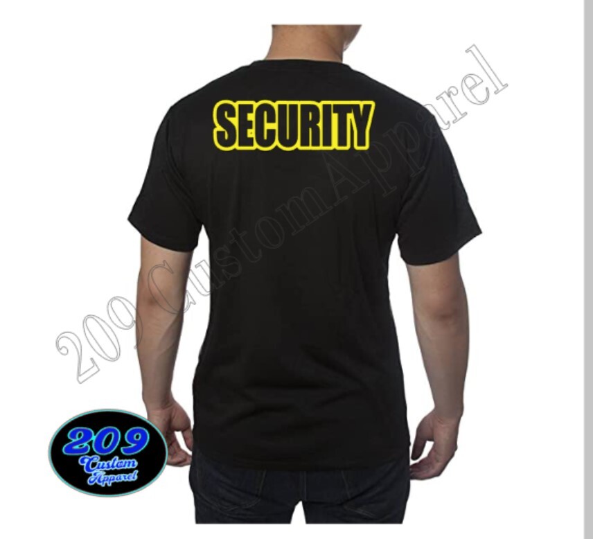 Security T-Shirt Black Tee Staff Event Uniform Bouncer 100% Cotton OUTLINE gallery