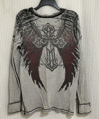 Affliction Men’s Long Sleeve Distressed Reversible Thermal Long Sleeve Shirt EUC