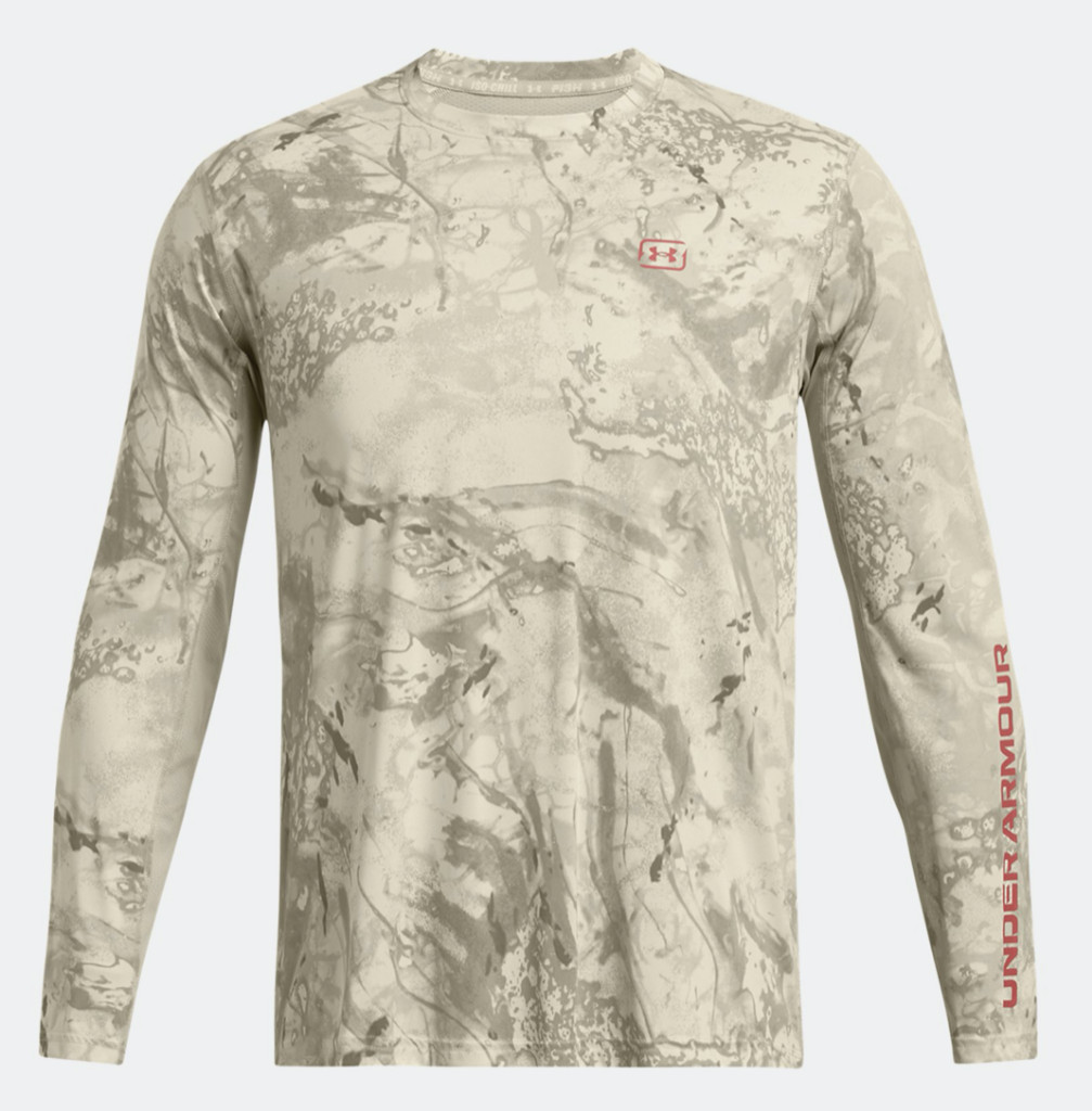 Under Armour Men's UA Fish Pro Camo Long Sleeve 1383573 289 Khaki/Red NWT gallery