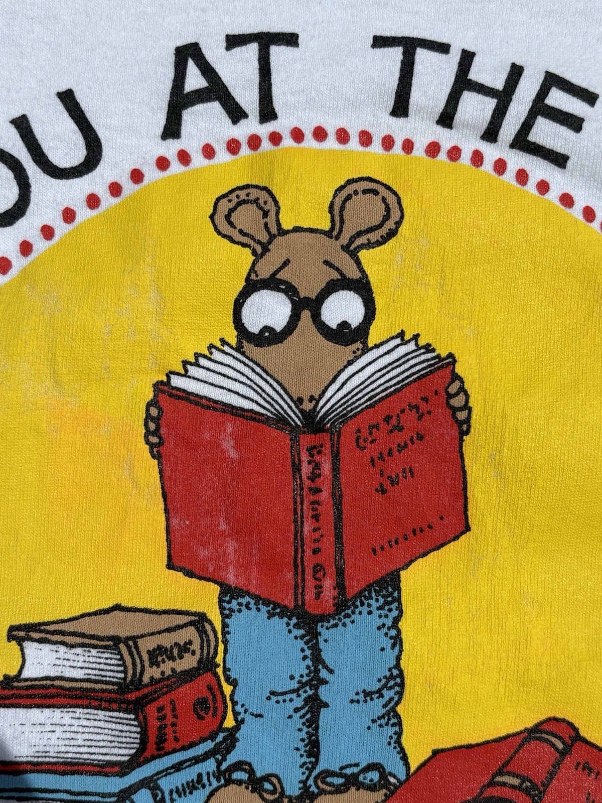 Vintage Marc Brown “Arthur” Meet You At The Library Cartoon Tee. Rare! gallery