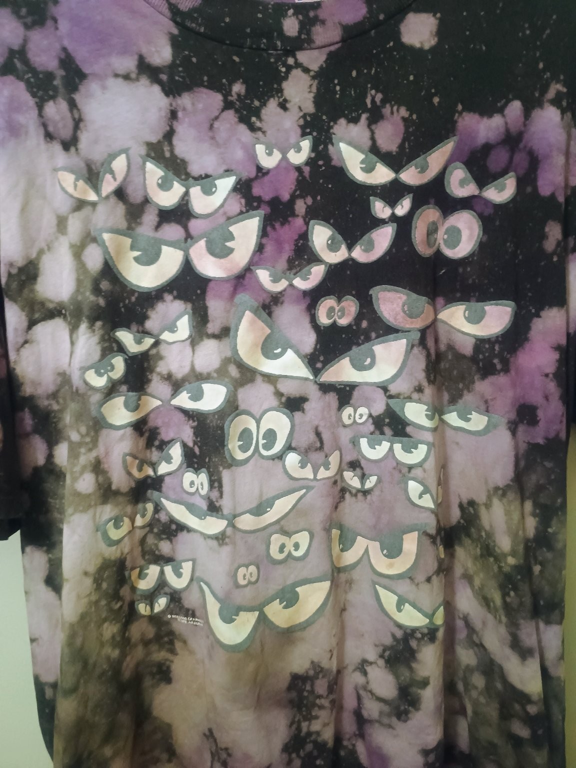 Vintage 90s Stedman Spooky Eyes Men's XL Purple Black Bleach Tie Dye T-Shirt gallery
