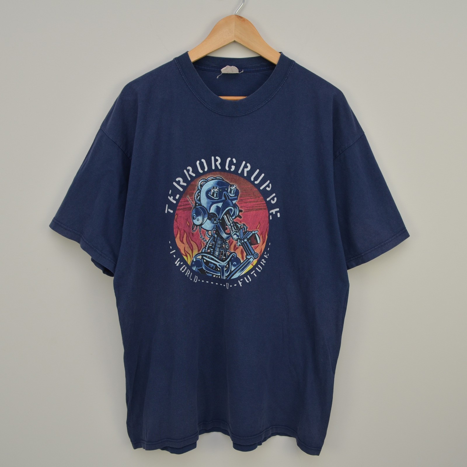 Vintage Terrorgruppe 1 World 0 Future Punk Rock Band Cotton T-Shirt Size XL