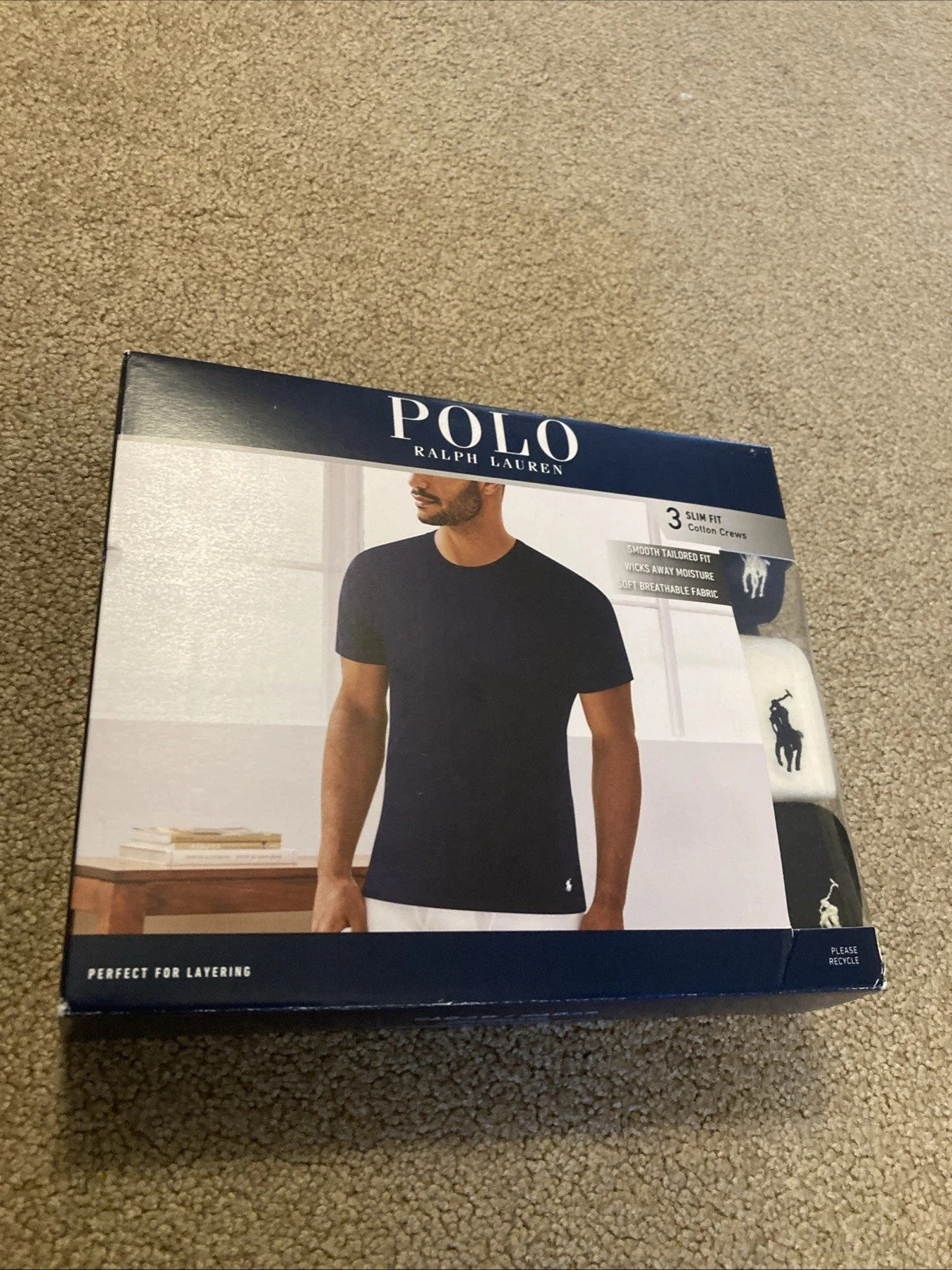Polo Ralph Lauren Men's Slim Fit W/ Wicking 3-Pack Crew Cotton Undershirts XL gallery