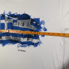 B&C Collection Greece Hydra Souvenir Men’s Graphic T-Shirt White Blue Size Large