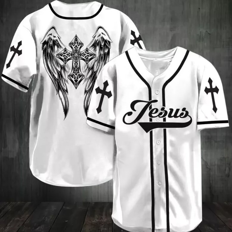 Jesus - Beautiful wings Baseball Jersey gallery