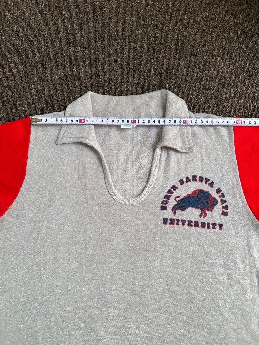 Vintage Late 70s Champion Blue Bar Tag Collared Short Sleeve Sweatshirt NDSU M gallery